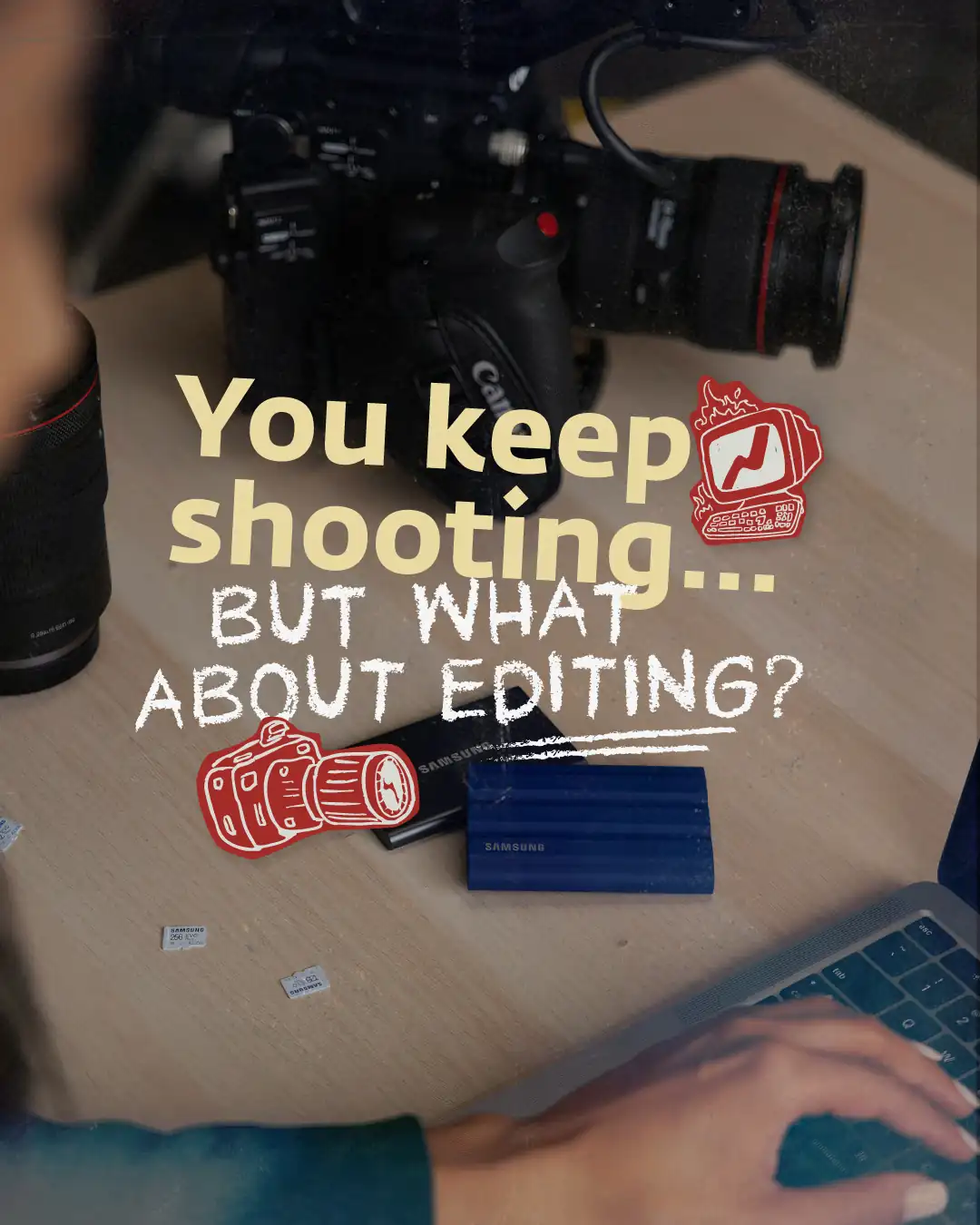 Professional video editing workspace